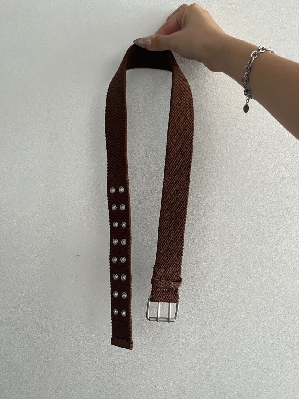 Brown Brandy Melville Fabric Grommet Belt